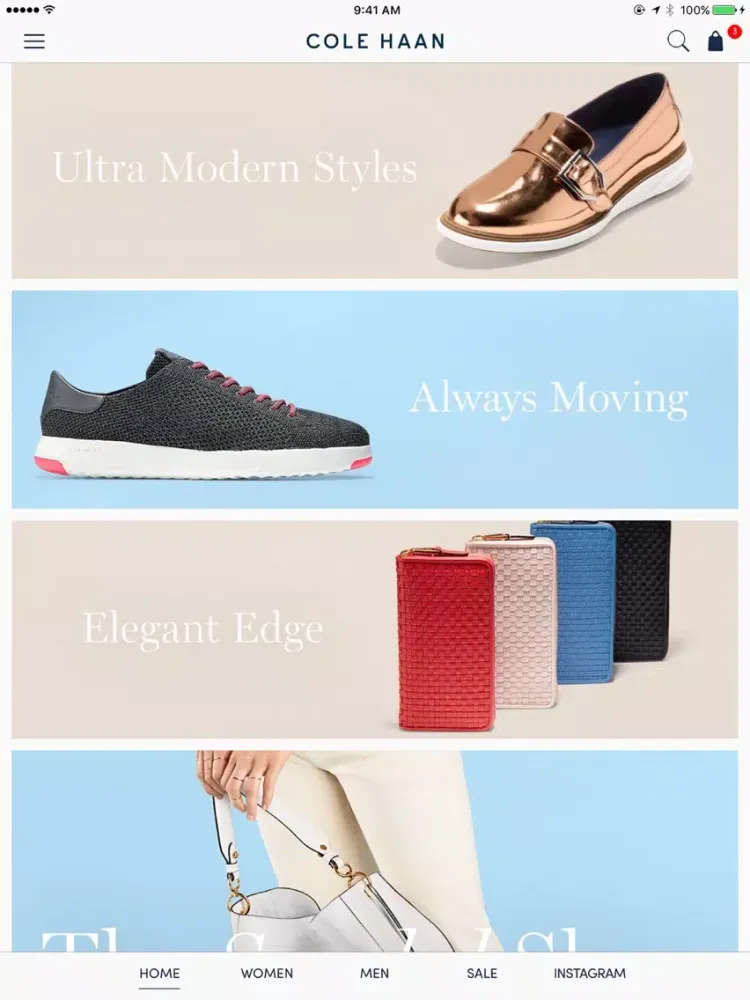 Zrzuty ekranu Cole Haan Shopping iPad 
