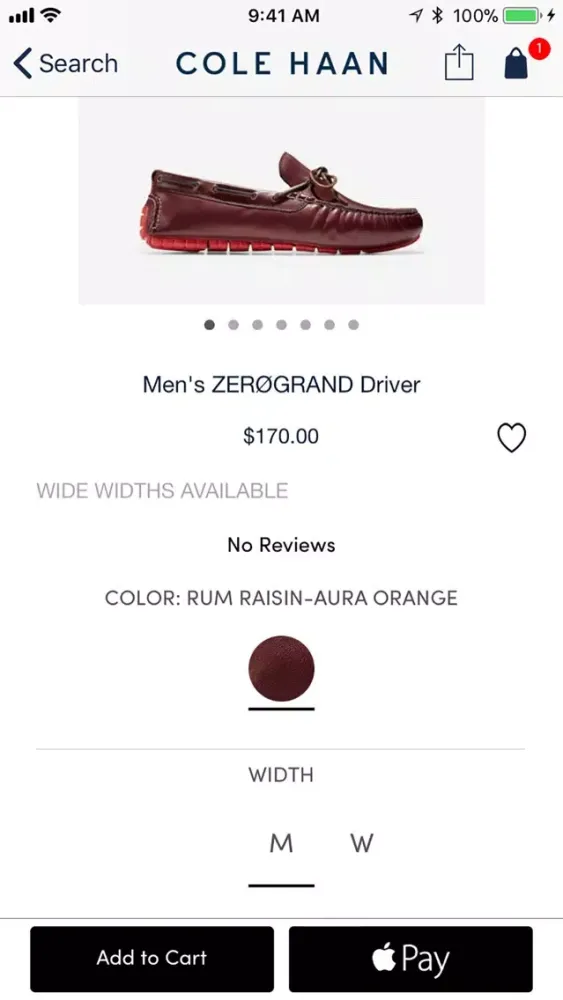 Zrzuty ekranu Cole Haan Shopping