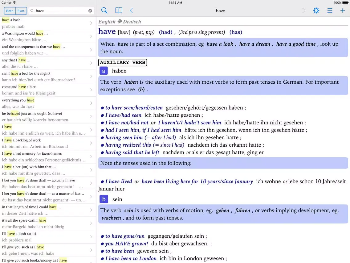 Capturas de pantalla de Collins German Dictionary - Complete & Unabridged iPad 