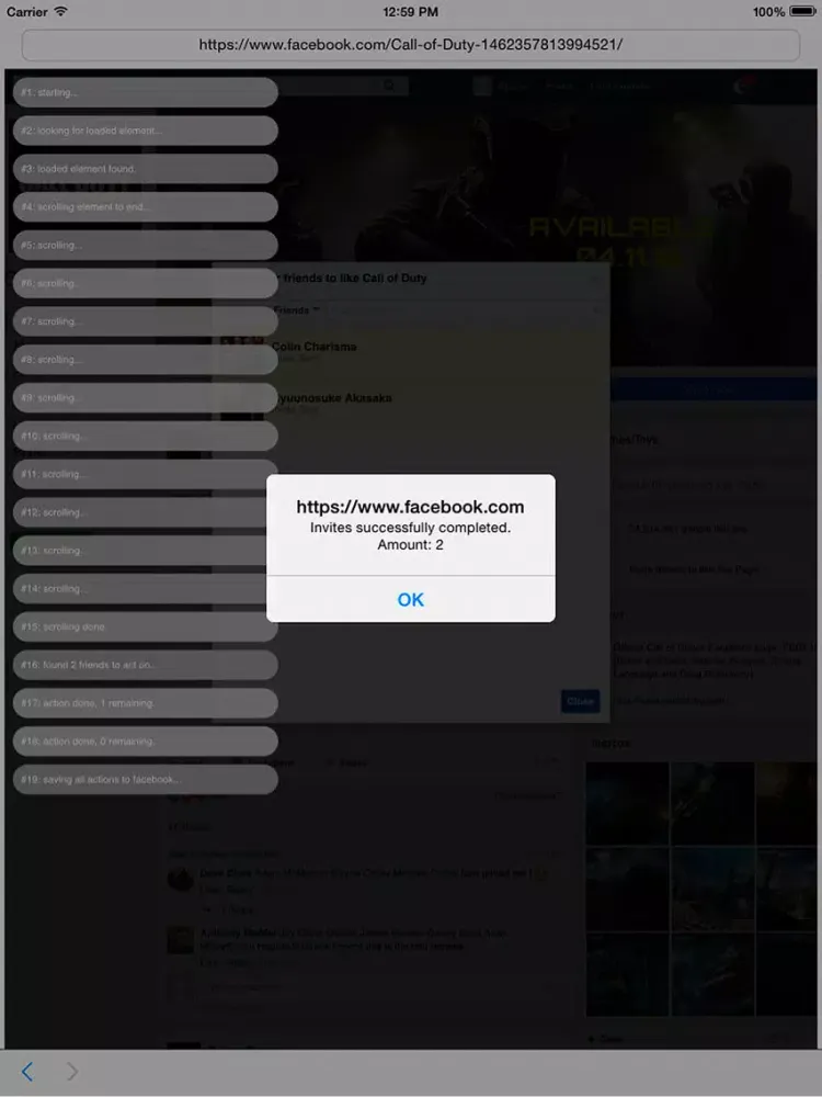 Ảnh chụp màn hình của Invite All Friends to a Page iPad 