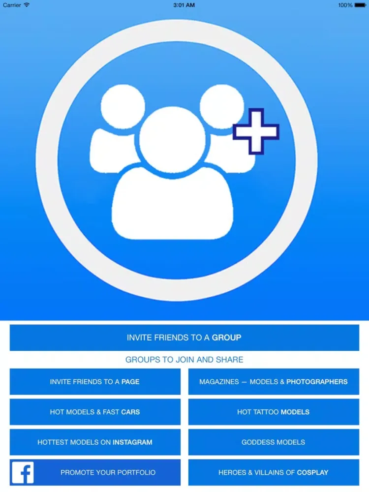 Ảnh chụp màn hình của Invite All Friends to a Group iPad 