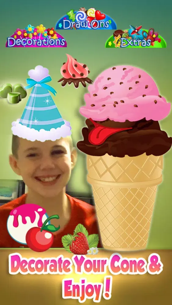 Capturas de tela do “Dominic's Sweets Shop: Play Near Me IceCream Frozen Cones & Outcast Desserts Maker Kids Game