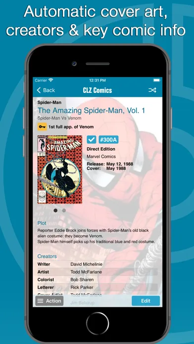 Capturas de tela do CLZ Comics collection database