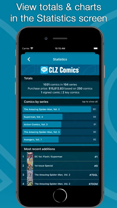 Capturas de tela do CLZ Comics collection database