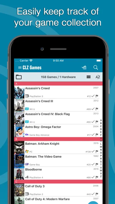 Tangkapan layar CLZ Games: collection database