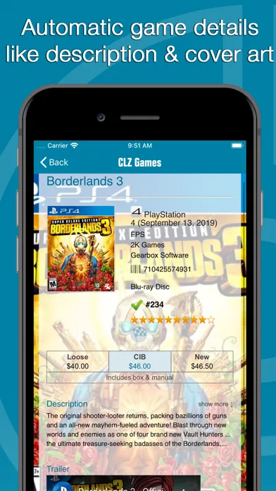 Tangkapan layar CLZ Games: collection database