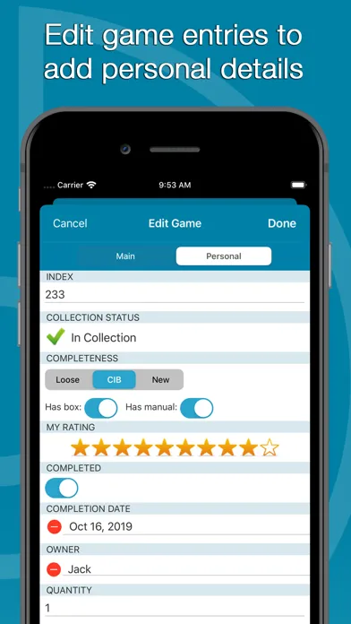 Tangkapan layar CLZ Games: collection database