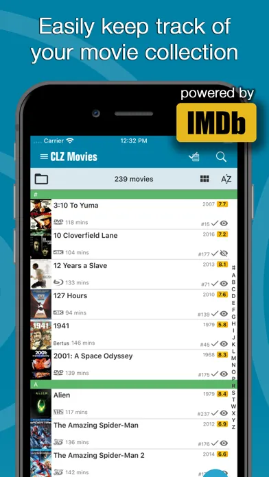 Capturas de tela do CLZ Movies collection database