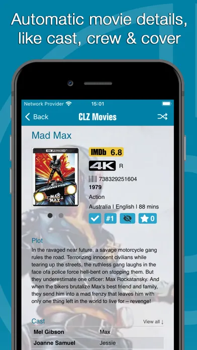 Capturas de tela do CLZ Movies collection database