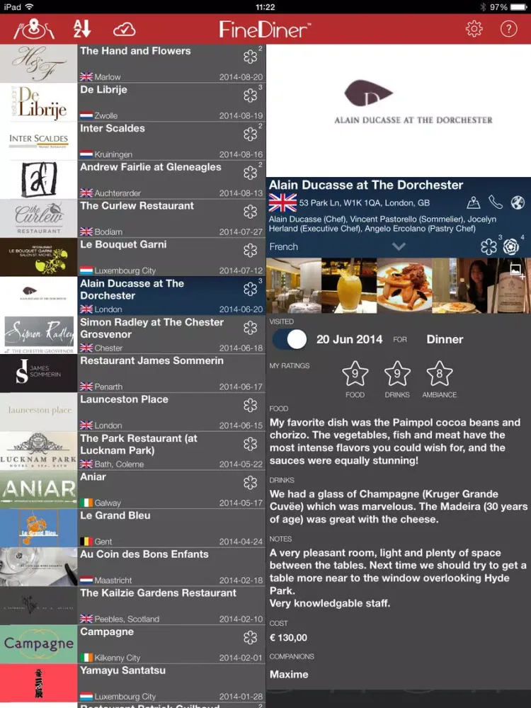 Capturas de pantalla de FineDiner - your restaurant journal iPad 