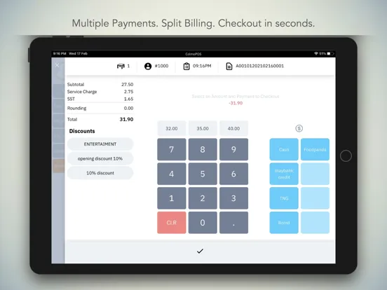 Colmo POS - Blue Edition iPad  Screenshots