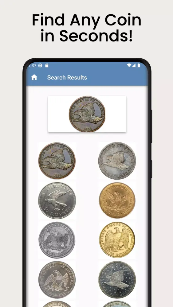 Capturas de tela do Coin Identifier