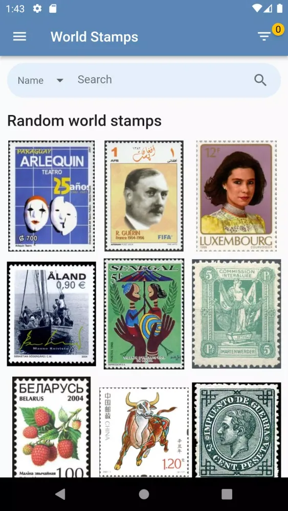 Capturas de tela do World Stamps
