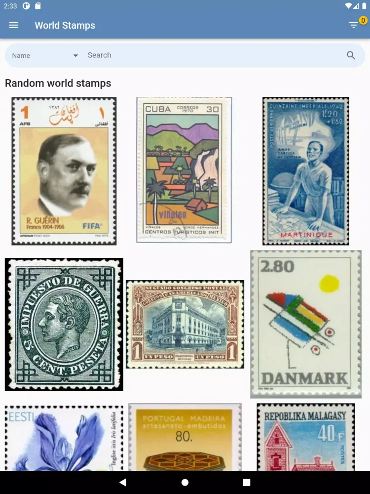 Capturas de tela do World Stamps