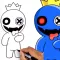 Coloring rainbow blue friends