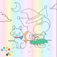 Cute Kitty Coloring HelloPink