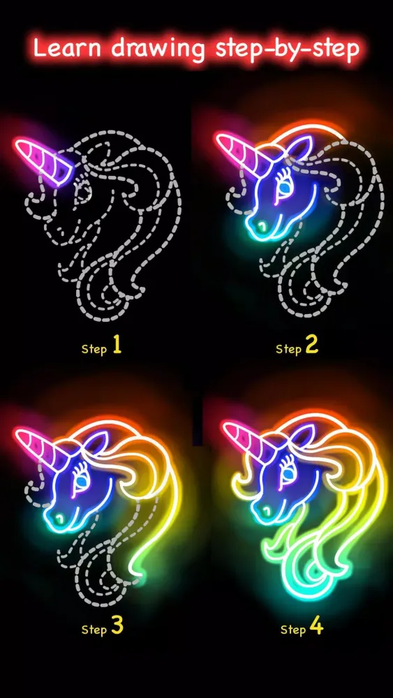 ภาพหน้าจอของ Learn to Draw Glow Cartoon