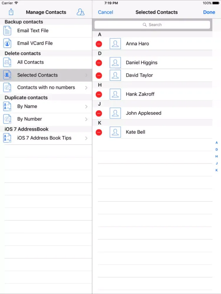 Capturas de tela do ContactClean: The Address book manager iPad 