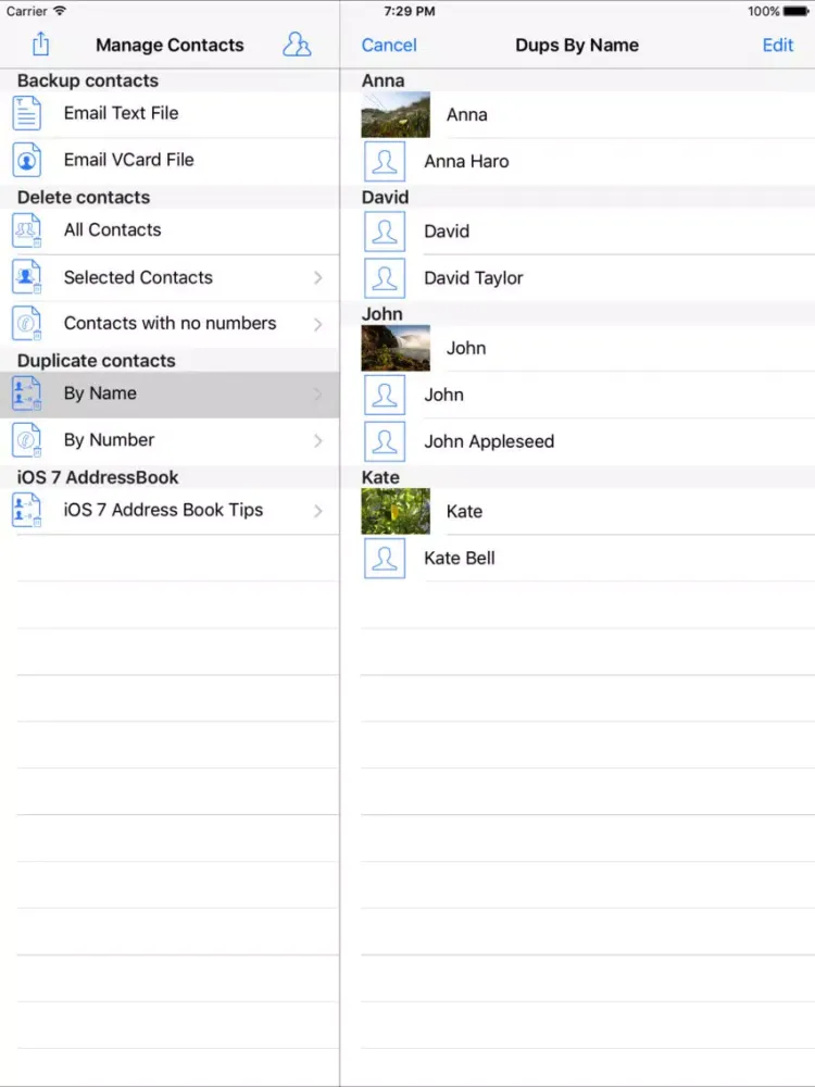 Capturas de tela do ContactClean: The Address book manager iPad 
