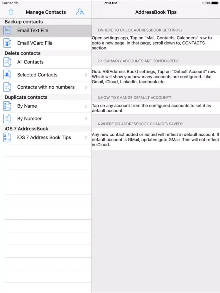 Capturas de tela do ContactClean: The Address book manager iPad 