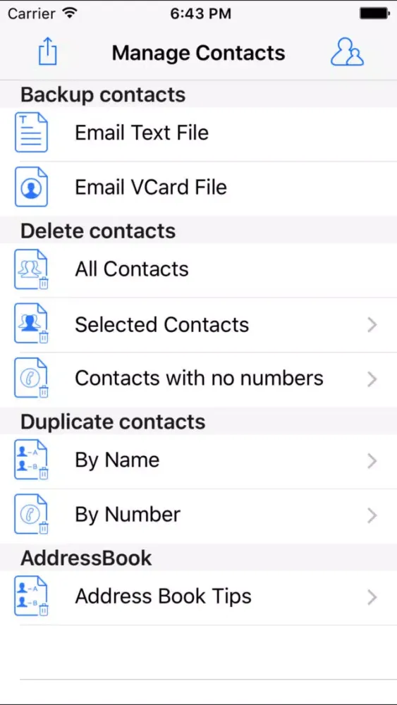 Capturas de tela do ContactClean: The Address book manager