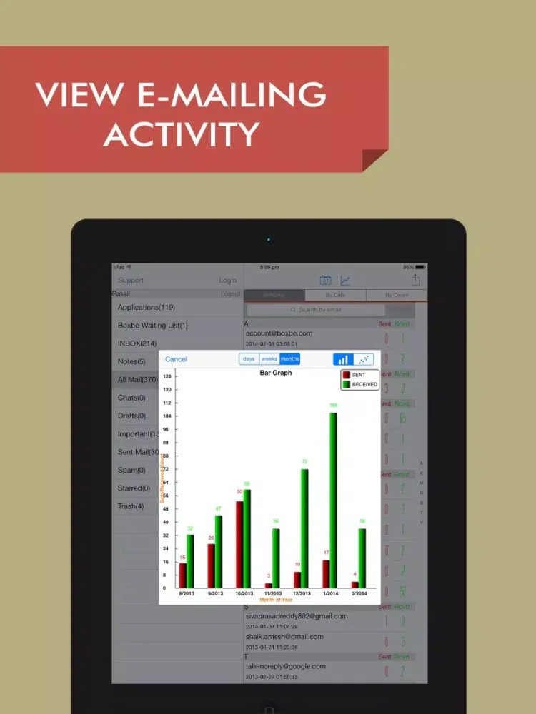MailContacts : Extract emails from gmail & yahoo iPad  스크린샷