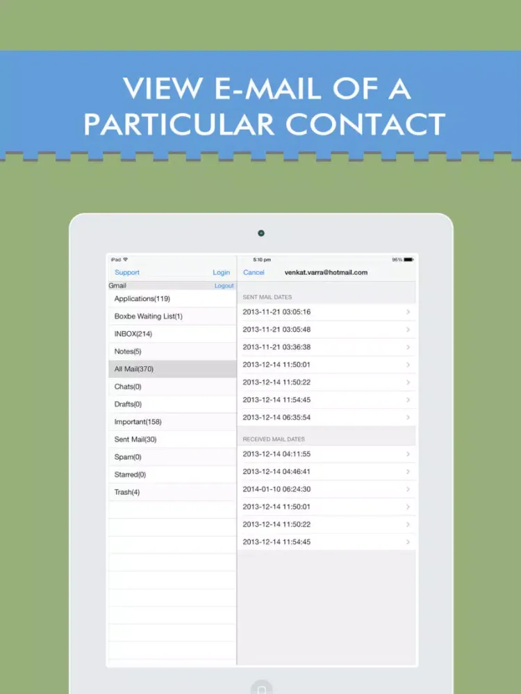 MailContacts : Extract emails from gmail & yahoo iPad  스크린샷