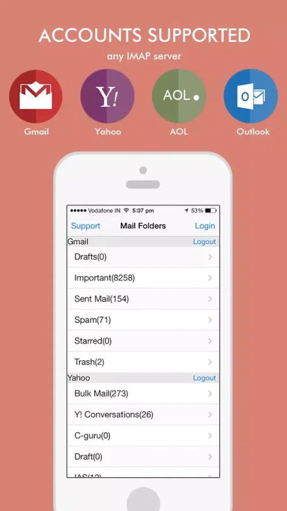 MailContacts : Extract emails from gmail & yahoo 스크린샷