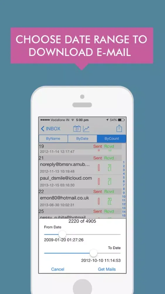 MailContacts : Extract emails from gmail & yahoo 스크린샷