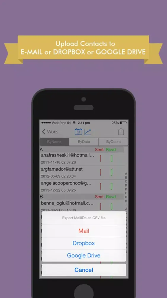 MailContacts : Extract emails from gmail & yahoo 스크린샷