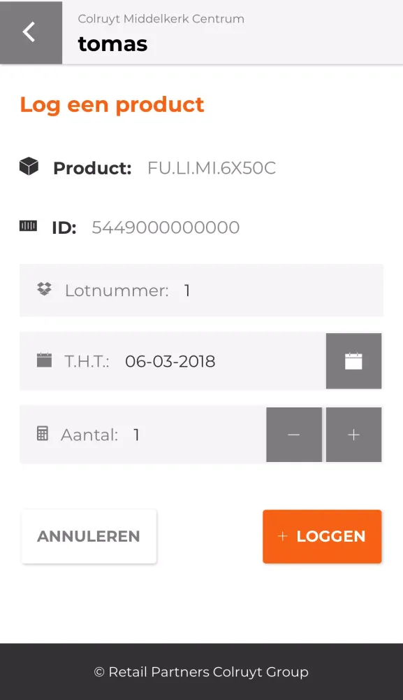 Tangkapan skrin RPCG applicatie voor traceren