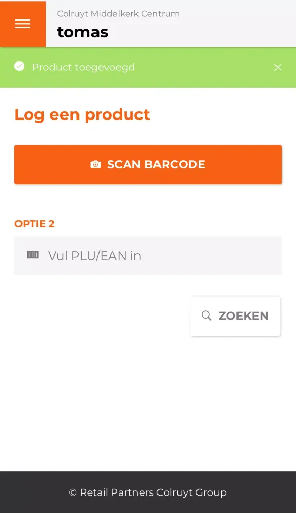 Tangkapan skrin RPCG applicatie voor traceren