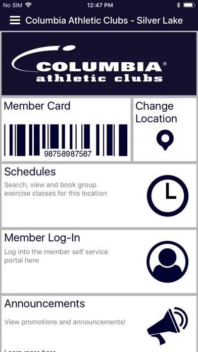 Captures d'écran de Columbia Athletic Clubs