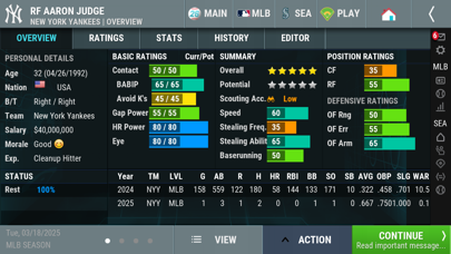 Capturas de tela do OOTP Baseball 26 Go!