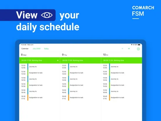 Tangkapan layar Comarch FSM iPad 