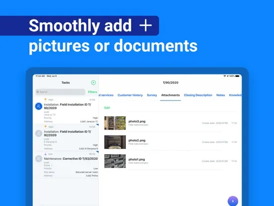 Tangkapan layar Comarch FSM iPad 