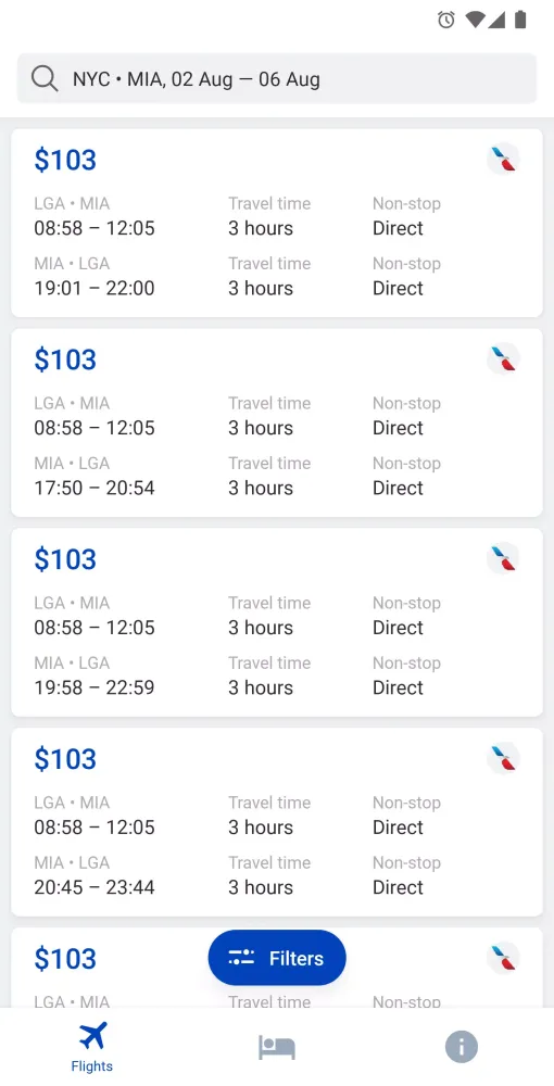 Hotels & Flights Screenshots