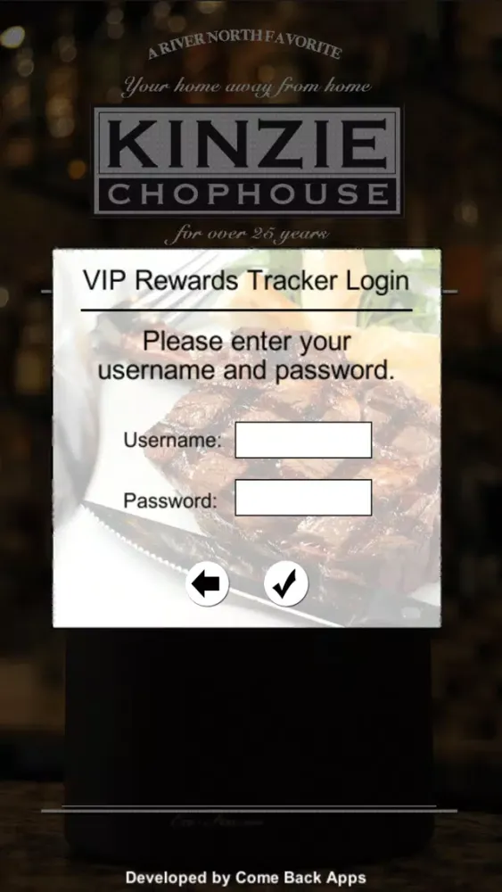 Kinzie Chophouse Tracker Screenshots