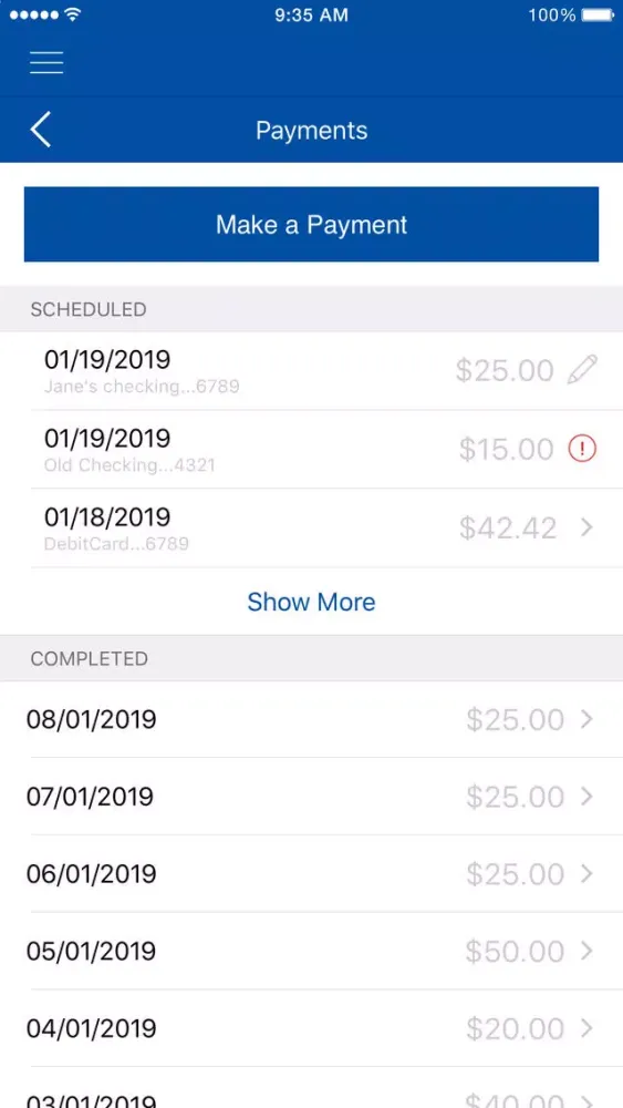 Captures d'écran de Boscov's Card App