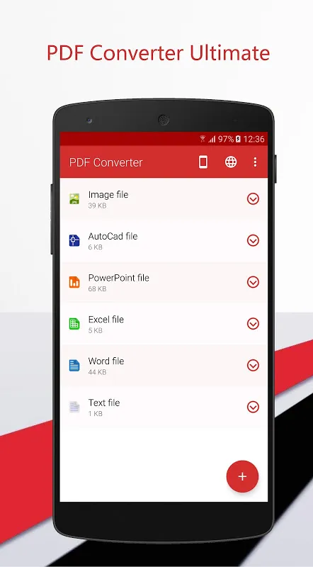 Capturas de tela do PDF Converter