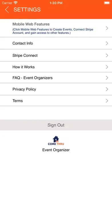 Captures d'écran de Come Thru Event Organizer