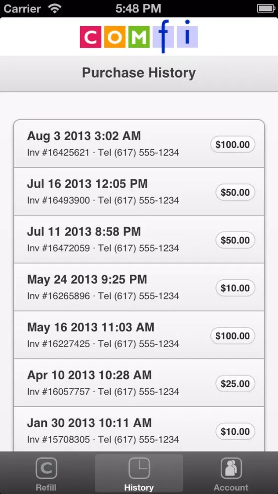 Comfi Refill Prepaid Cell Phone Airtime Minutes應用截圖