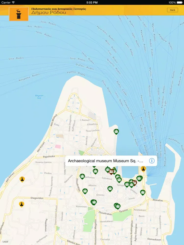 Tangkapan skrin Tourism Rhodes iPad 