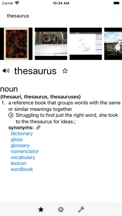 Tangkapan skrin LinkedWord Thesaurus