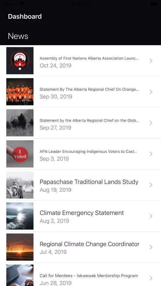 Zrzuty ekranu Assembly of First Nations - AB