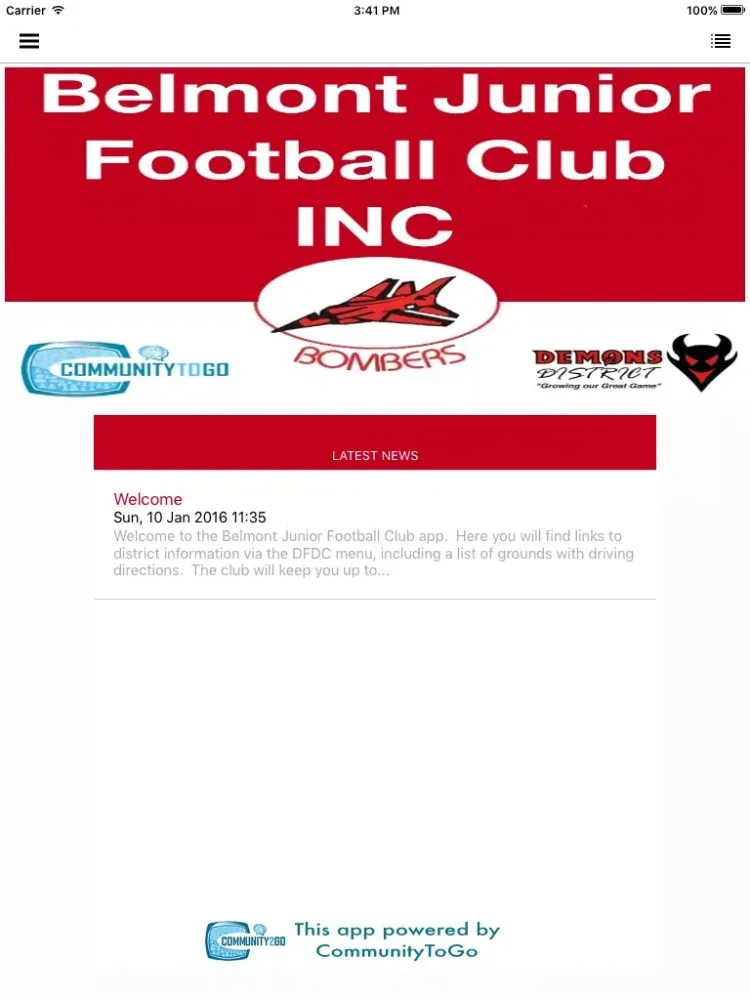 Ảnh chụp màn hình của Belmont Junior Football Club iPad 