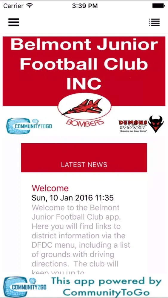 Ảnh chụp màn hình của Belmont Junior Football Club