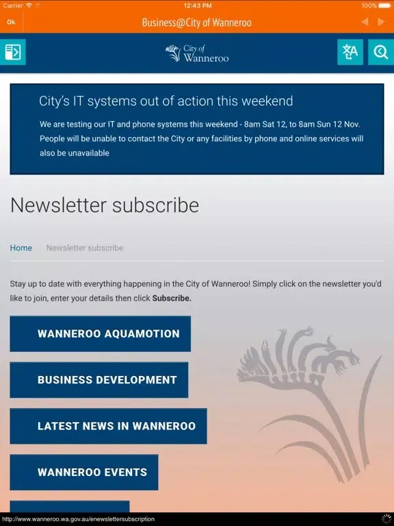 ภาพหน้าจอของ Biz@Wanneroo iPad 