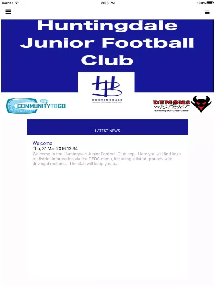 Ảnh chụp màn hình của Huntingdale Junior Football Club iPad 