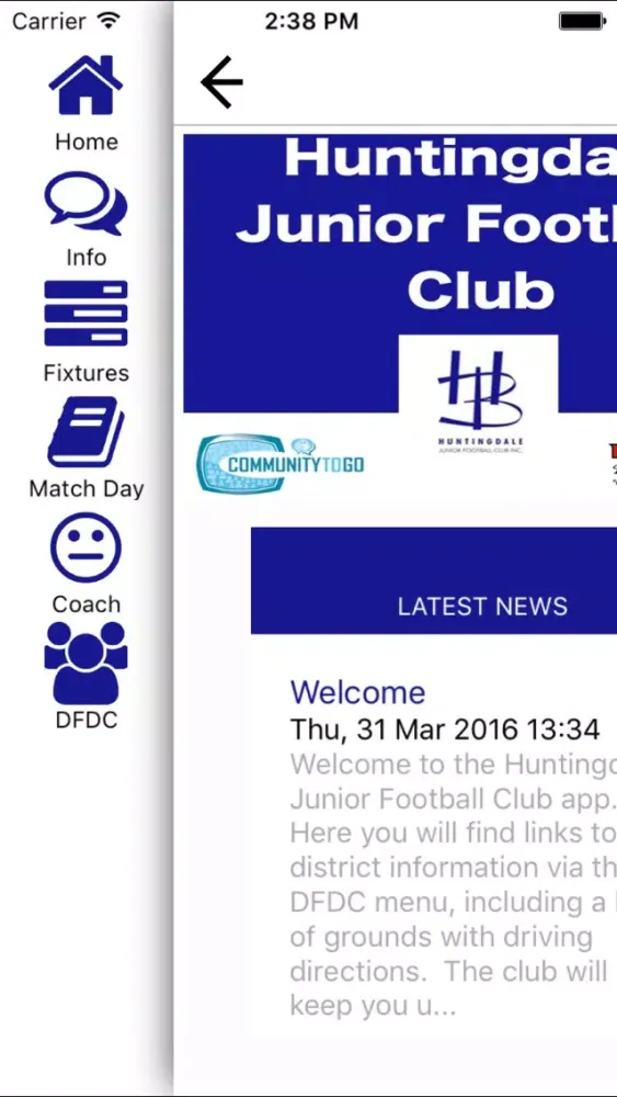 Ảnh chụp màn hình của Huntingdale Junior Football Club